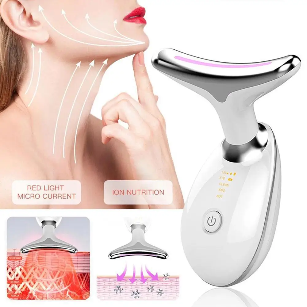 Neck Massager Multi-function to remove neck lines decree lines vibration hot beauty massager EMS electric neck instrument
