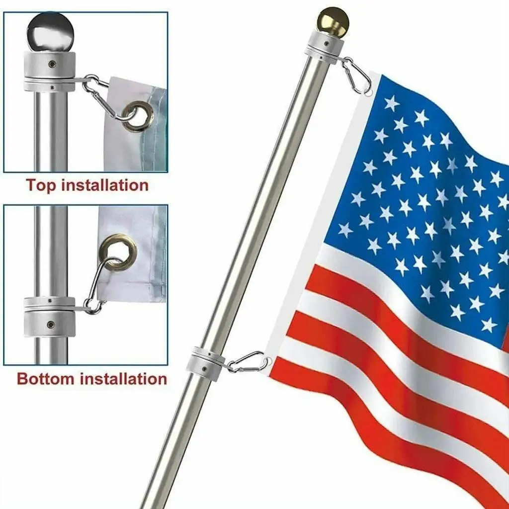 Aluminum Alloy Flag Pole Rings Anti Wrap Mounting Rings 360 Degree Rotating Clip Spinning Flag Pole Kit