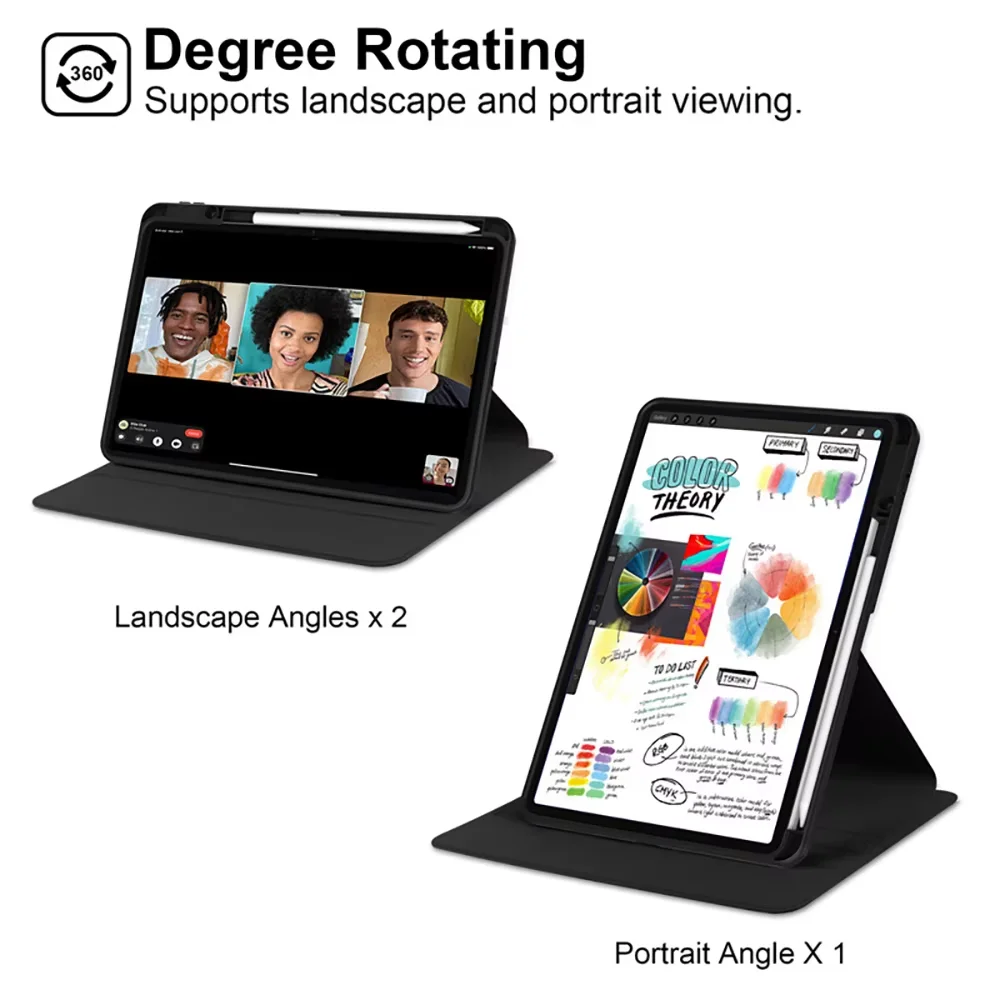 Transparent Acrylic Rotating Tablet Case with Pen Slot - Shockproof & Anti-Scratch Cover