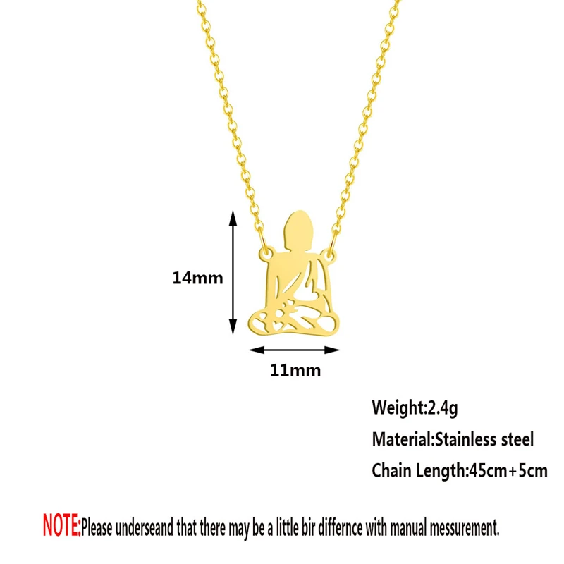 Ciondola Collana Uomo Buddha In Acciaio Inox – Amuleto Buddista, Lunghezza 25 Pollici