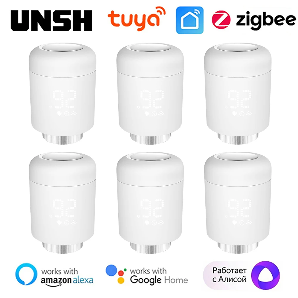 

Tuya ZigBee Radiator Actuator Thermostat Smart TRV Thermostatic Valve Temperature Controller Support Alice Alexa Google Home