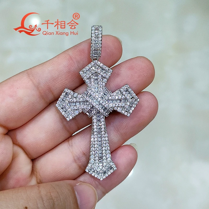 

Cross shape full of D VVS white moissanite pendant 925 Sterling Silver hip hop Jewelry Engagement datting gift