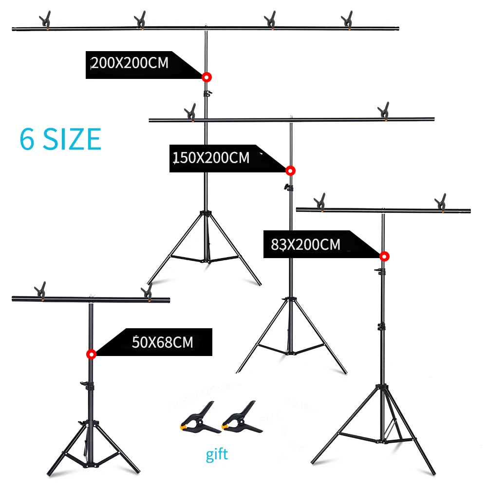 T-shaped Photography Background Stand Adjustable Support System For Photo Studio Green Screen Chromakey Backdrop Accessories