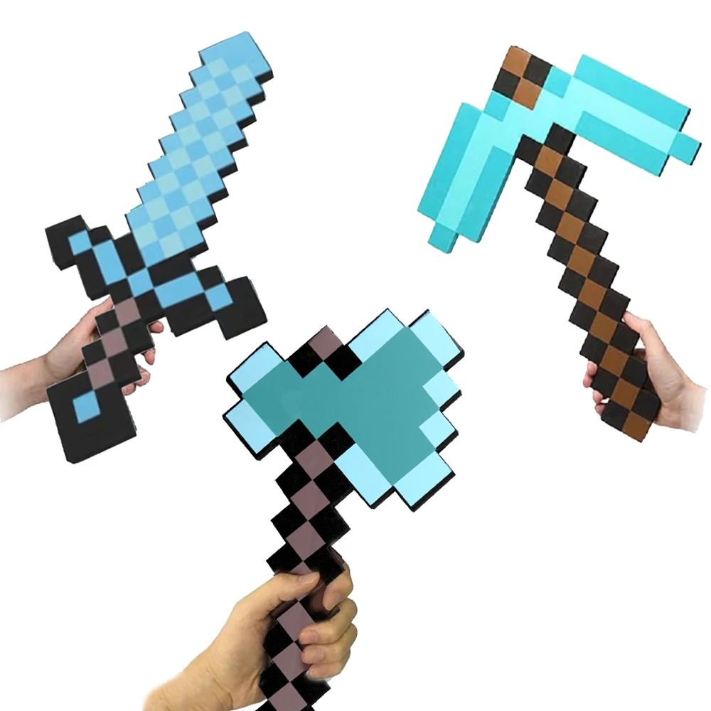 Children Toys Minecraft Design Diamond Sword My World Soft EVA Foam Toy Steve Sword Ax Kids Cosplay Gift