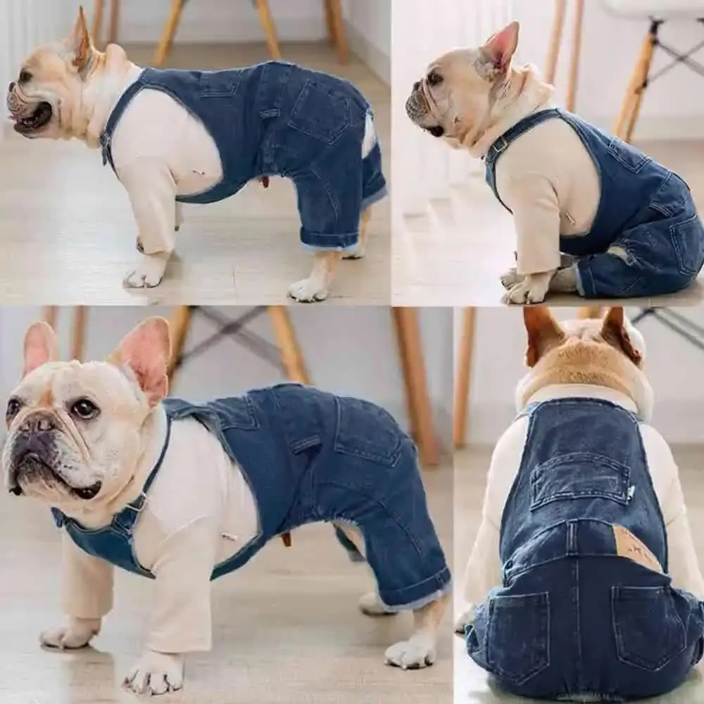 Jeans French Bulldog Pants Dog Jumpsuit Dog Shirts Clothes Denim
