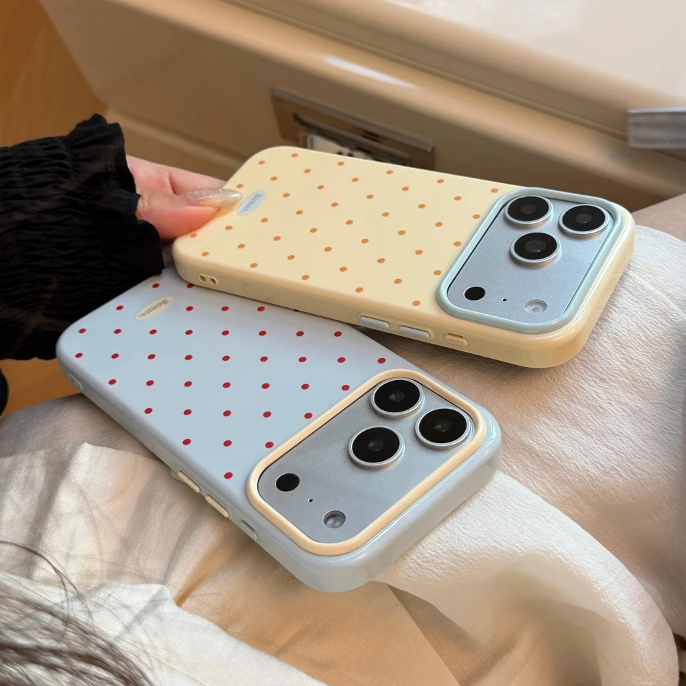 Polka Dot Ultra Slim Shockproof Phone Case with Colorful Wave Design