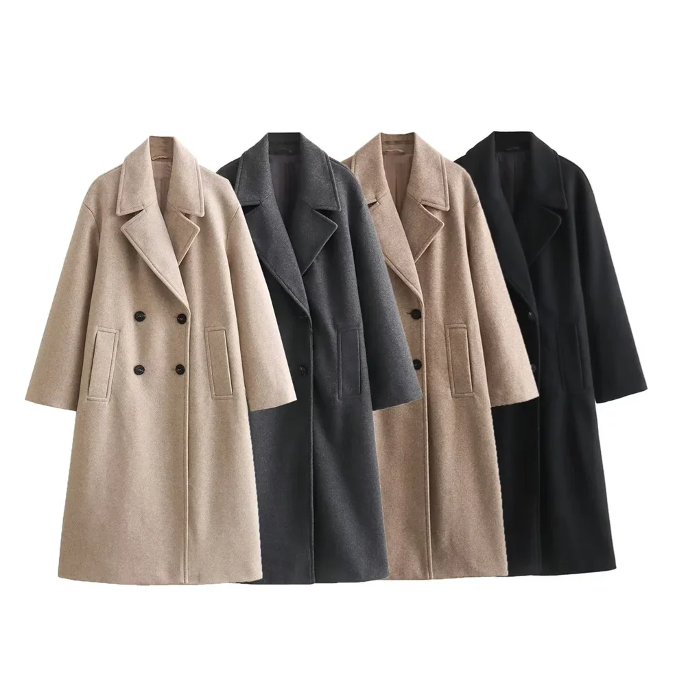 PB&ZA  2023 Autumn/Winter New Women's Wear New Fashion Casual Versatile Soft Loose Long Coat Coat 3