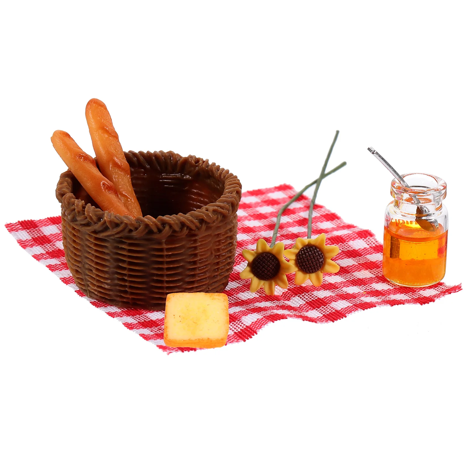 

Dollhouse Accessories Home Decor Food Photo Prop Bread Basket Kit Resin DIY Flower Reusable Mini Honey Jar Ornament