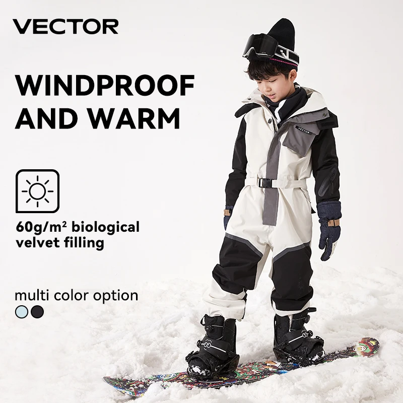 Thick Children One-Piece Ski Jumpsuit Outdoor Sports Snowboard Jacket Warm Jump Suit Waterproof Winter Clothes Overalls Hooded kids snow suit