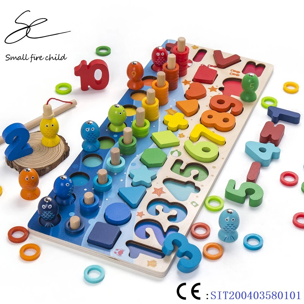Children's Montessori Wooden Educational Puzzle - Geometric Shape & Math Learning Toy