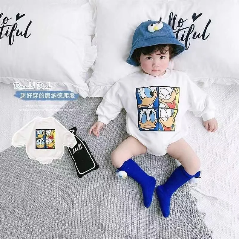 Spring Newborn Baby Boy Rompers Cartoon Mickey Mouse Donald Pooh Print Infant Girl Jumpsuit Cotton Bodysuits Kid Outfits Clothes