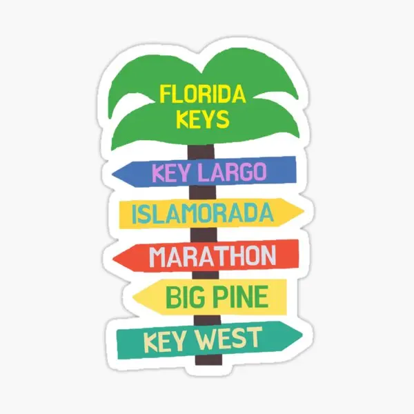 

Florida Keys Signs 5PCS Car Stickers for Home Background Print Car Room Funny Anime Decorations Cartoon Window Living Room Kid