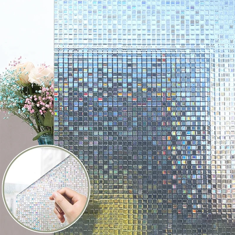 Window Privacy Film 3D Window Film Rainbow Sticker 3D Stained Glass Decals Static Cling Stickers for Bathroom window film,window privacy film,window sticker