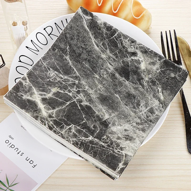 Imitation Wood Grain Marble Tile Colorful Printed Paper Napkins Facial Tissue Personalized Paper Napkins Party Placemats