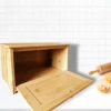 Bamboo Bread Storage Box With Lid,Household Kitchen Counter Large Capacity Food Storage Box,Top Floor Can Hold Sundries 6
