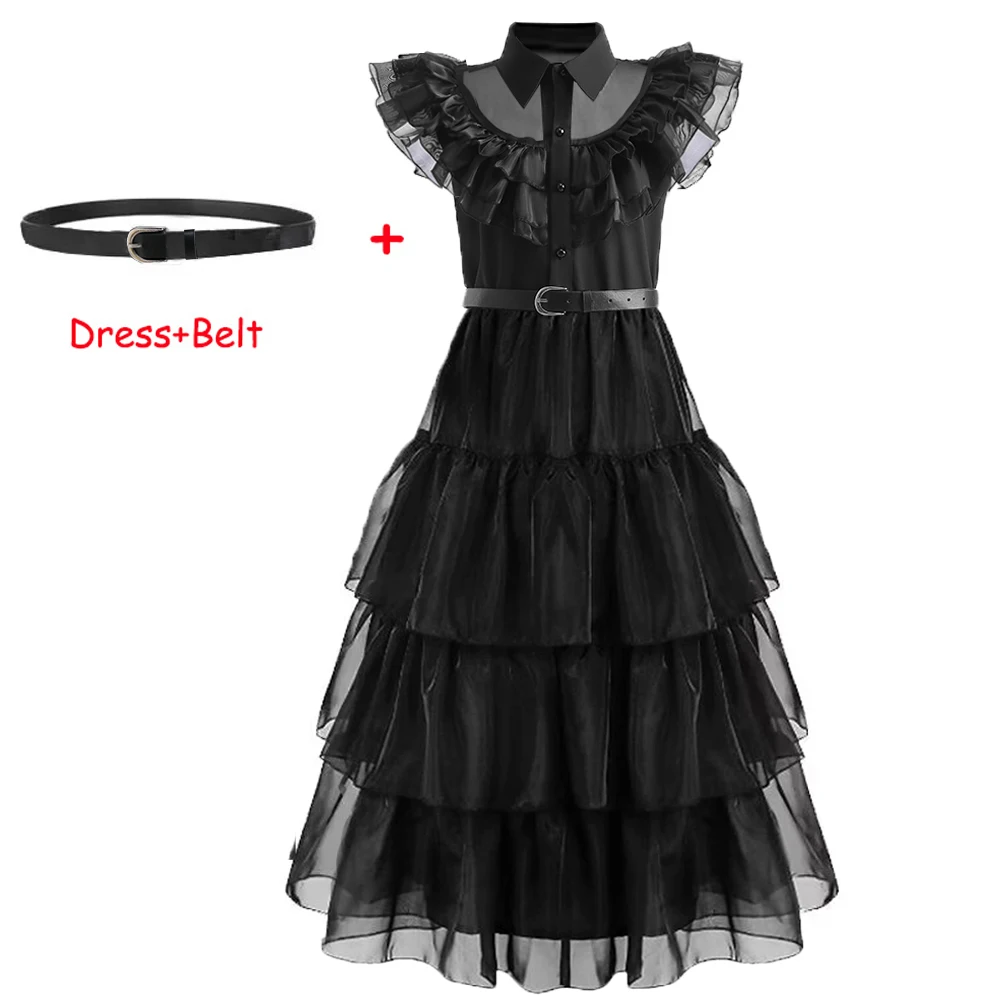 NWZSM Carnival Vestidos Wednesday Addams Cosplay Costume For Girl New Teenage Kids Mesh Party Evening Dresses 5 10 14 Yrs cosplay costume kids girls dress halloween dress outfit