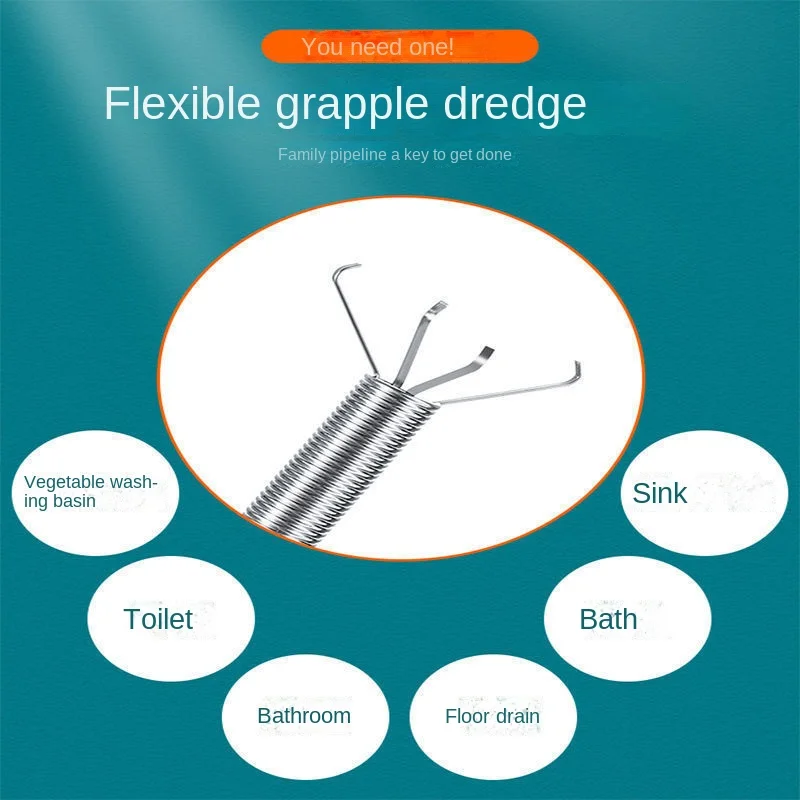 Spring Pipe Dredging Tool 60cm Flexible Grabber Pickup Snake Cable Aid Grab Trash Drain Auger Unclog Hair Drains Sink Toilet pipe dredging tool