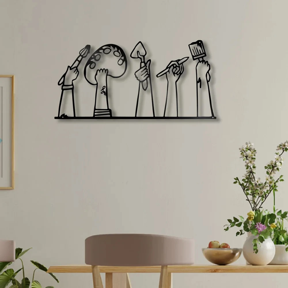Paint Tools Metal Hanging Wall Art Plaque Black Letter Silhouette Cafe Kitchen Dining Room Decoration Bar Pub Club Poster