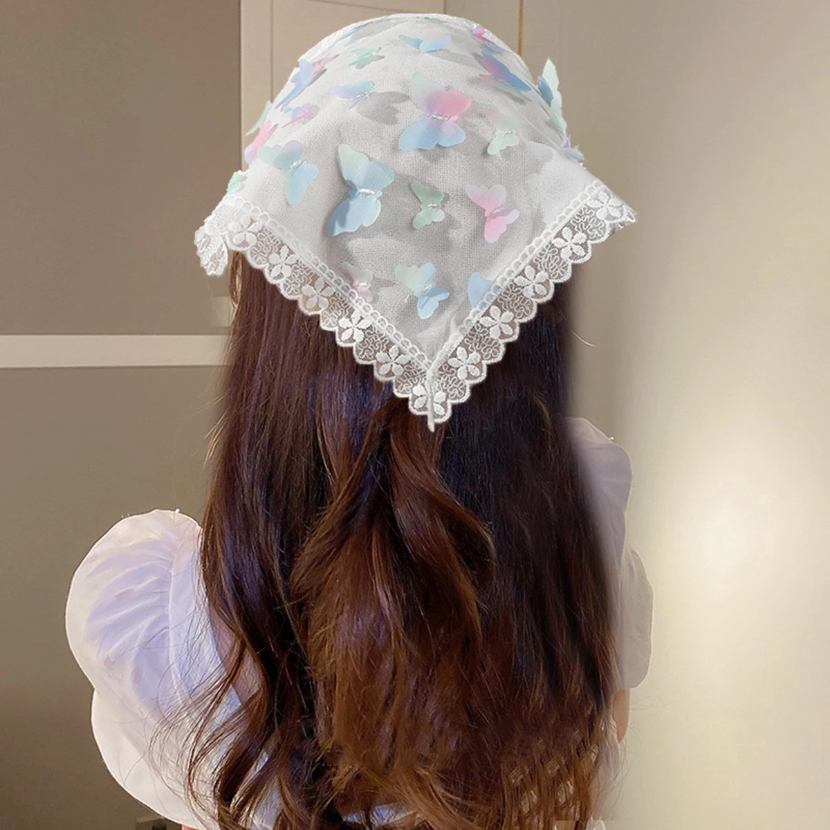 white floral print headscarf