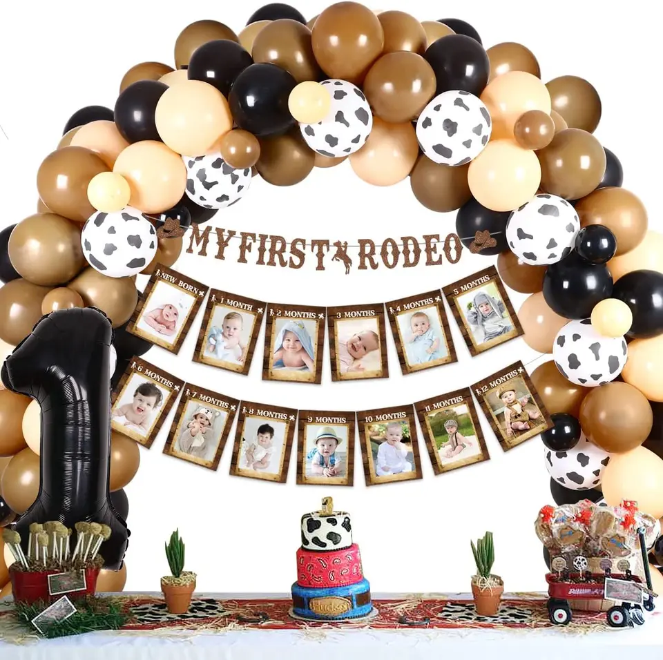 "My First Rodeo" Banner - Brown Western Cowboy 1st Birthday Bunting Garland Decor - View #11