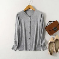Women Cardigan Sweater Mulberry Silk Cashmere Blend Solid Colors O Neck Buttons Down Long Sleeve Loose Top Coat L XL XXL LY053 2