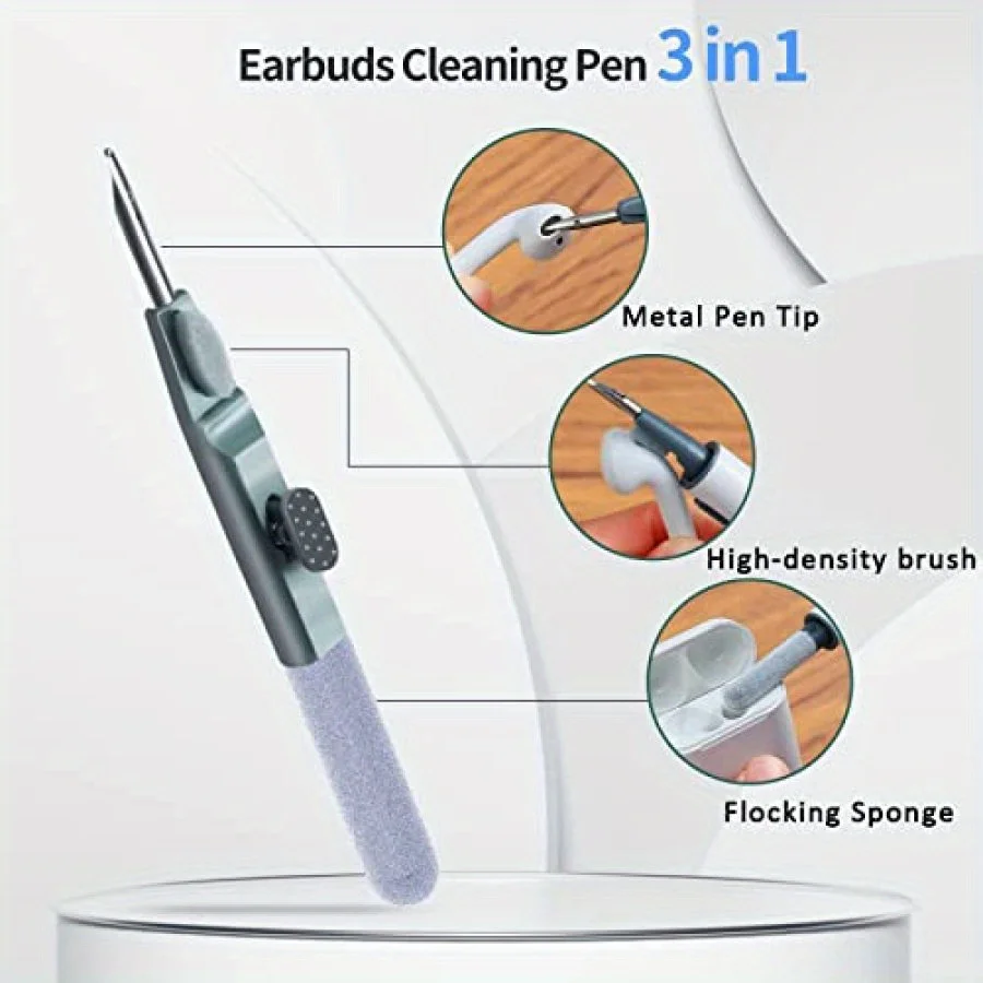 7in1 Multi-Function Cleaning Pen Soft Brush Flocking Sponge with Cloth, Airpod Cleaner Kit,for Airpods Pro 1 2 3, Mobile Phone 5