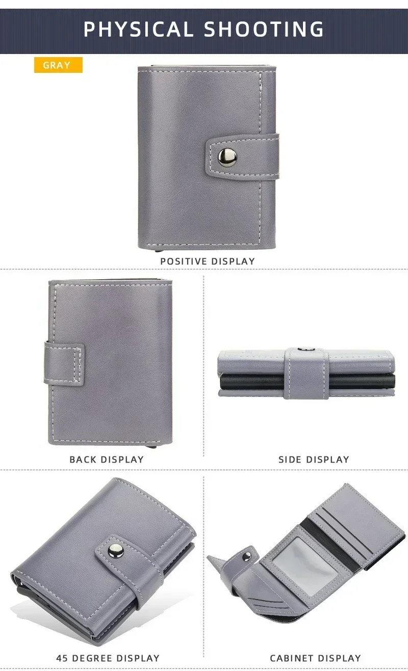 RFID-blockierende Bankkarten-Etuis Luxus-Geldbörsen für Herren Metall-Slim-Thin Minimalistische Kartenhalter Reisebrieftaschen für Männer und Frauen – Detail 9