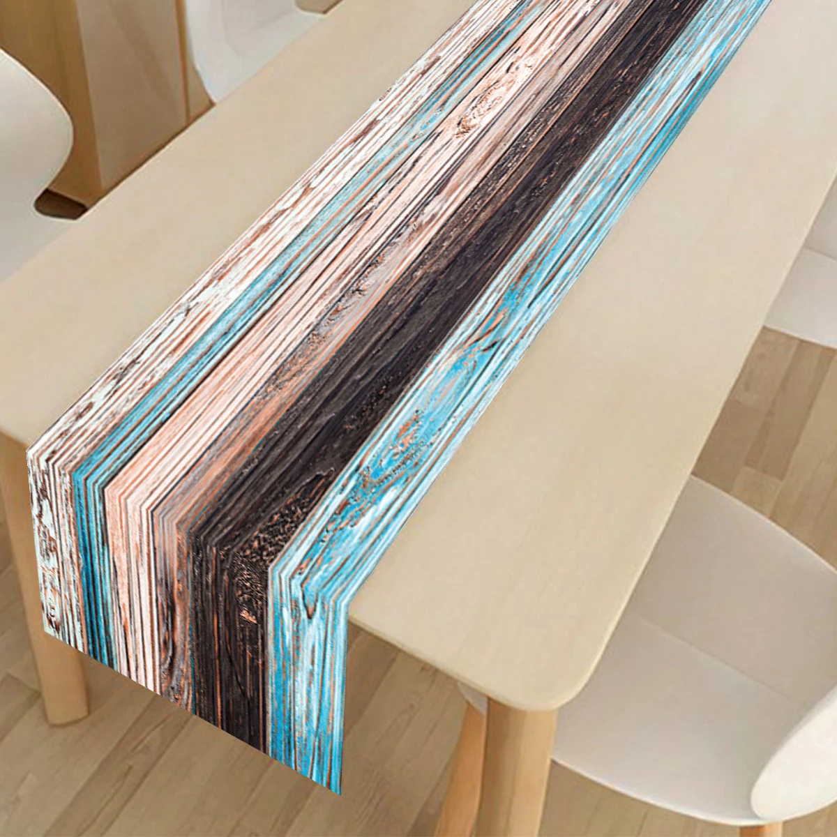 

Wood Striped Table Runner 33*180cm Polyester Retro Table Runner Farmhouse Style for Coffee Table Wedding Party Home Decor