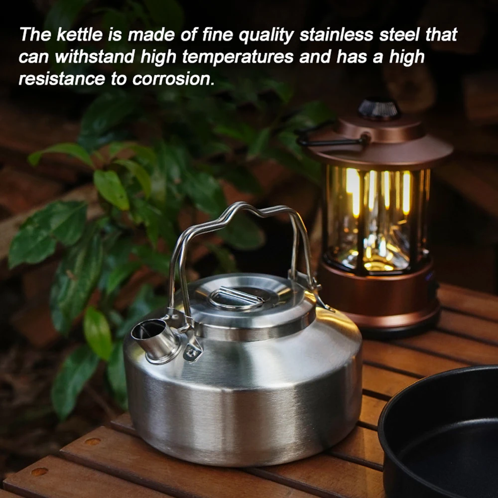 1L Outdoor Stainless Steel Camping Kettle – Portable Coffee Pot with Locking Handle for Cooking & Picnics 5