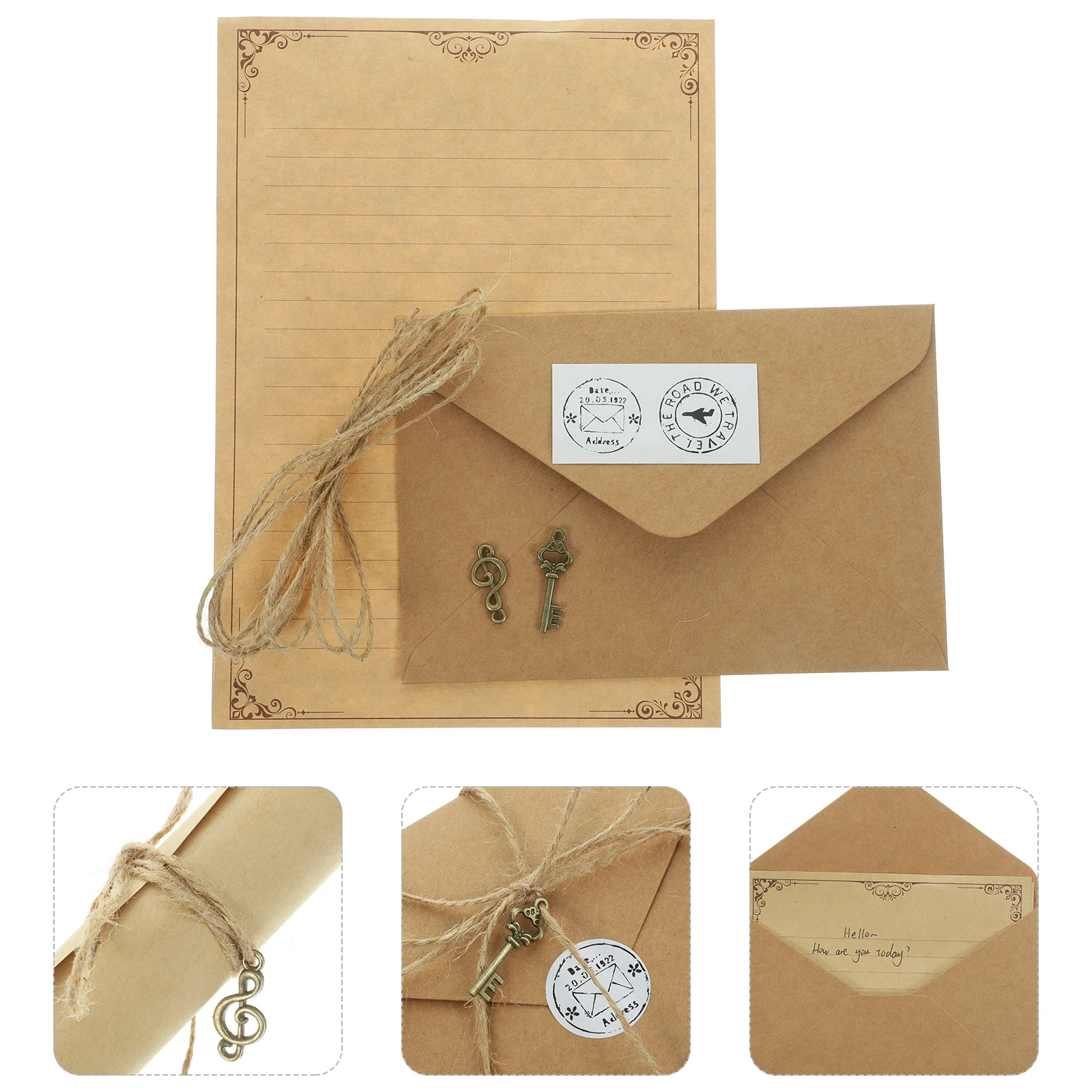 

2 Sets Fashion Blank Travelers Notebook Insert Page DIY Postcard Word Student Notebooks Kraft Stationary Supply