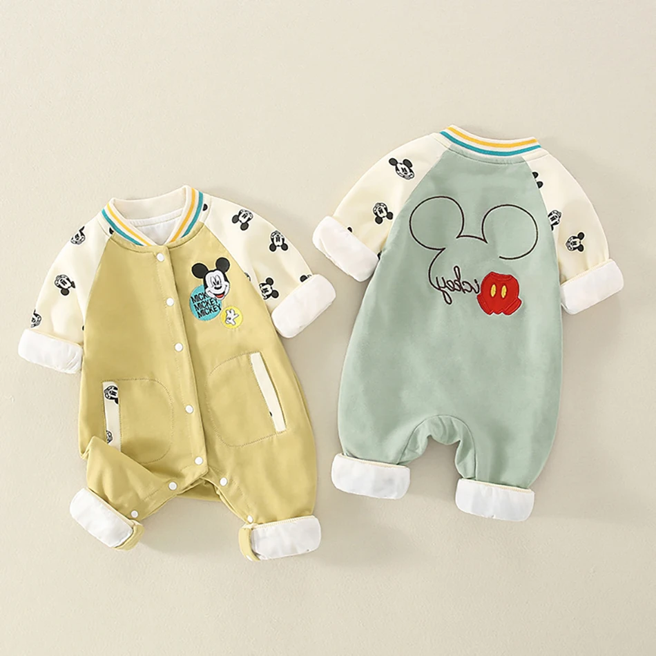 

Disney Baby Romper Creative Mickey Mouse Cotton Newborn Breasted Long Sleeve Bodysuits Infant Baby Boy Girl clothes For Babies
