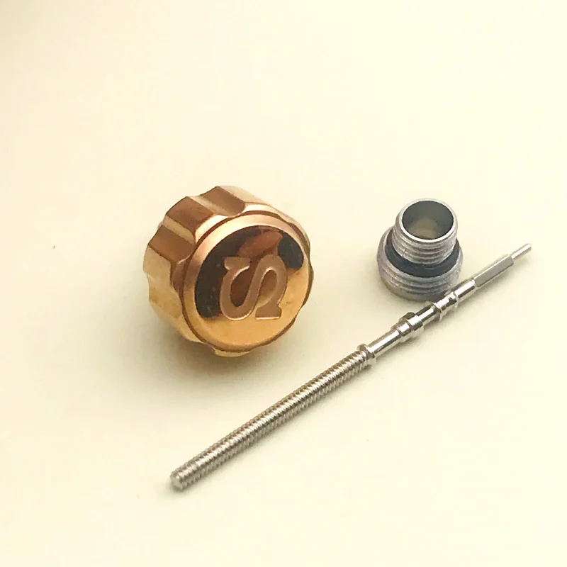 7mm Screw-in Watch Crown with Engraved 'S' - Includes Crown Tube and Stem