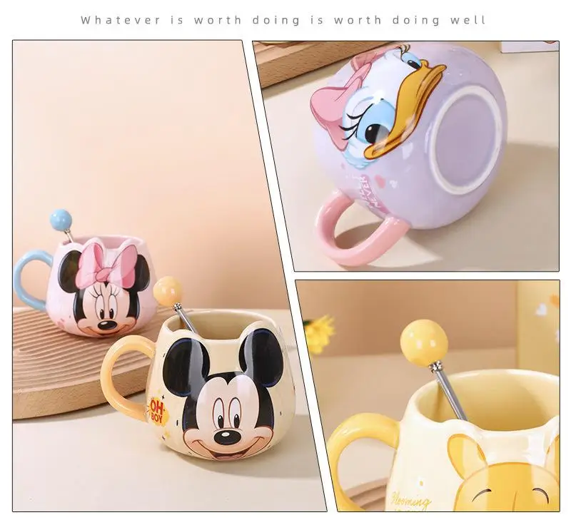 Disney Mickey Mouse Minnie Mouse Dondonald Daisy Duck Couple Ceramic Cup Coffee Cup Big Belly Cup