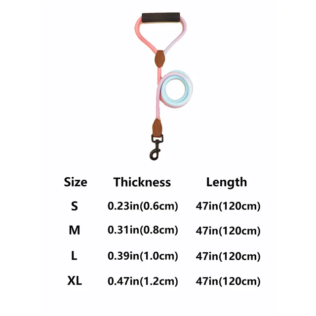 Pet dog leash, gradient color with comfortable padded handle, suitable for small and medium dogs outdoor use 6