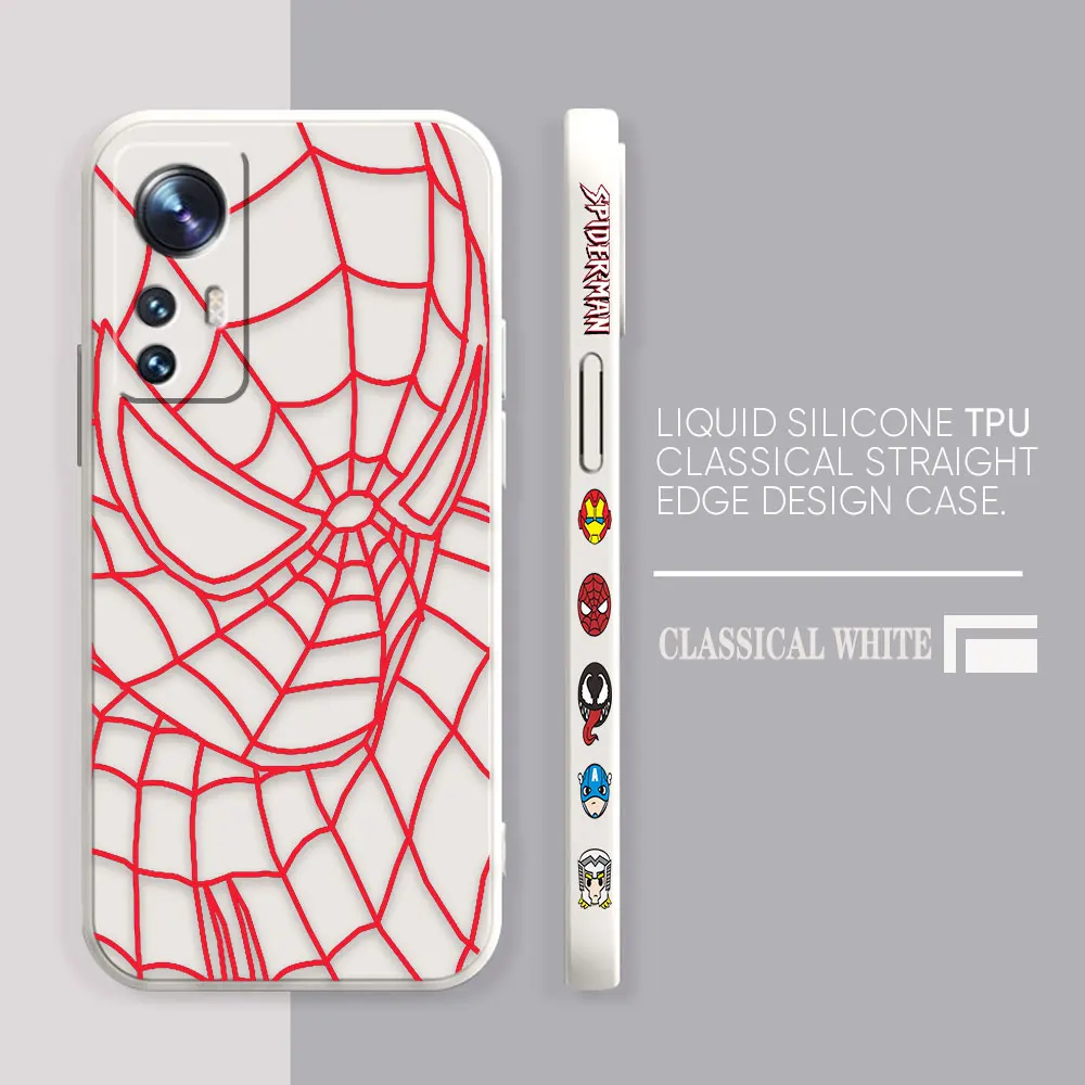 thumbnail image 1 of Case For Xiaomi 13 12 12S 11 11T 10 10S 9 9SE 8 8SE Pro Ultra Lite Colour Simple Liquid Silicone Case Marvel Spider-Man RED Line, 1 of 5