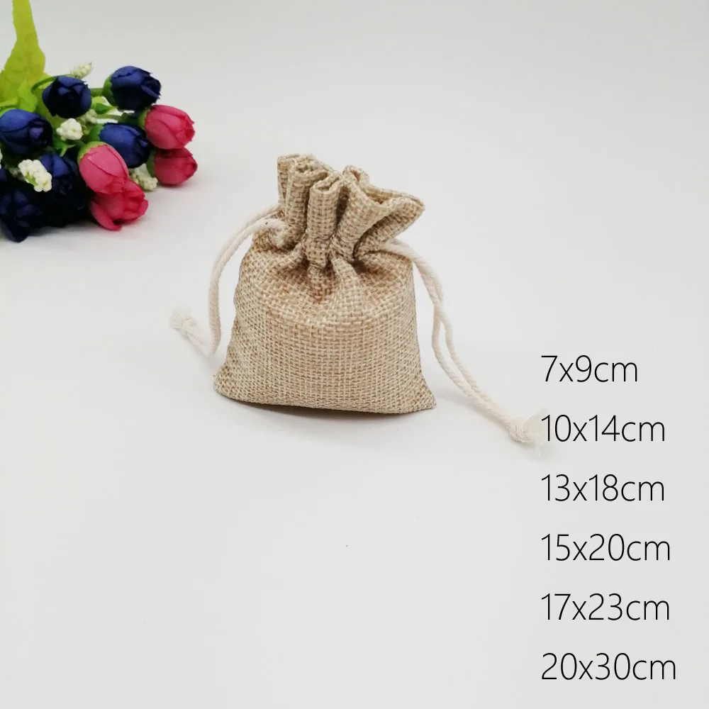 100pcs Jute Bags Gift Drawstring Pouch Gift Box Packaging Bags For Gift Linen Bags Jewelry Display Wedding Sack Burlap Bag Diy