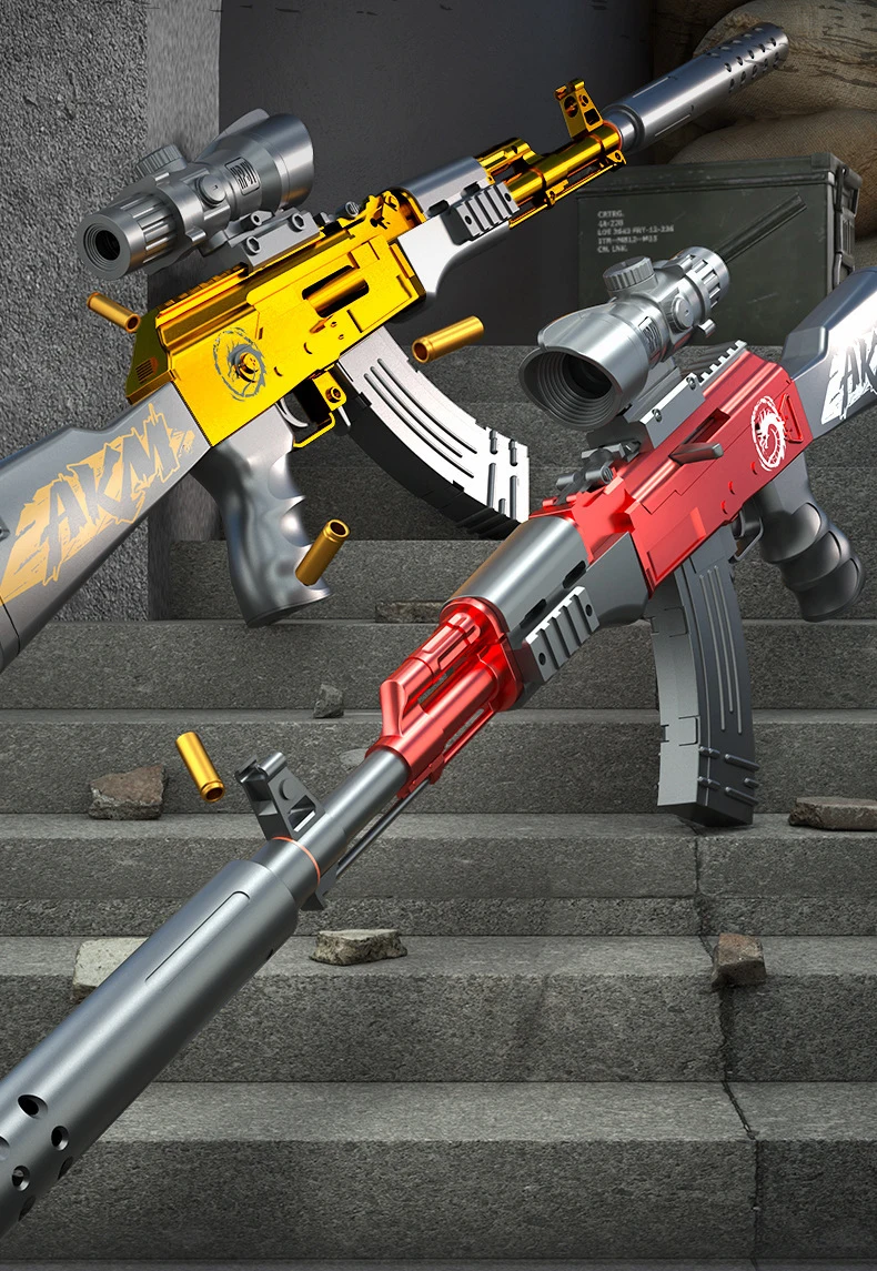 Gold 83cm AK-47 Toy Gun Set Rifle Soft Bullet Blasters Gun Foam