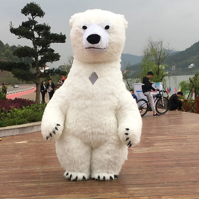 10ft Giant Inflatable Polar Bear Costume Adult Blow Up Fur Plush Mascot Suit Animal Inflated Garment for Party Events no battery mascot costume