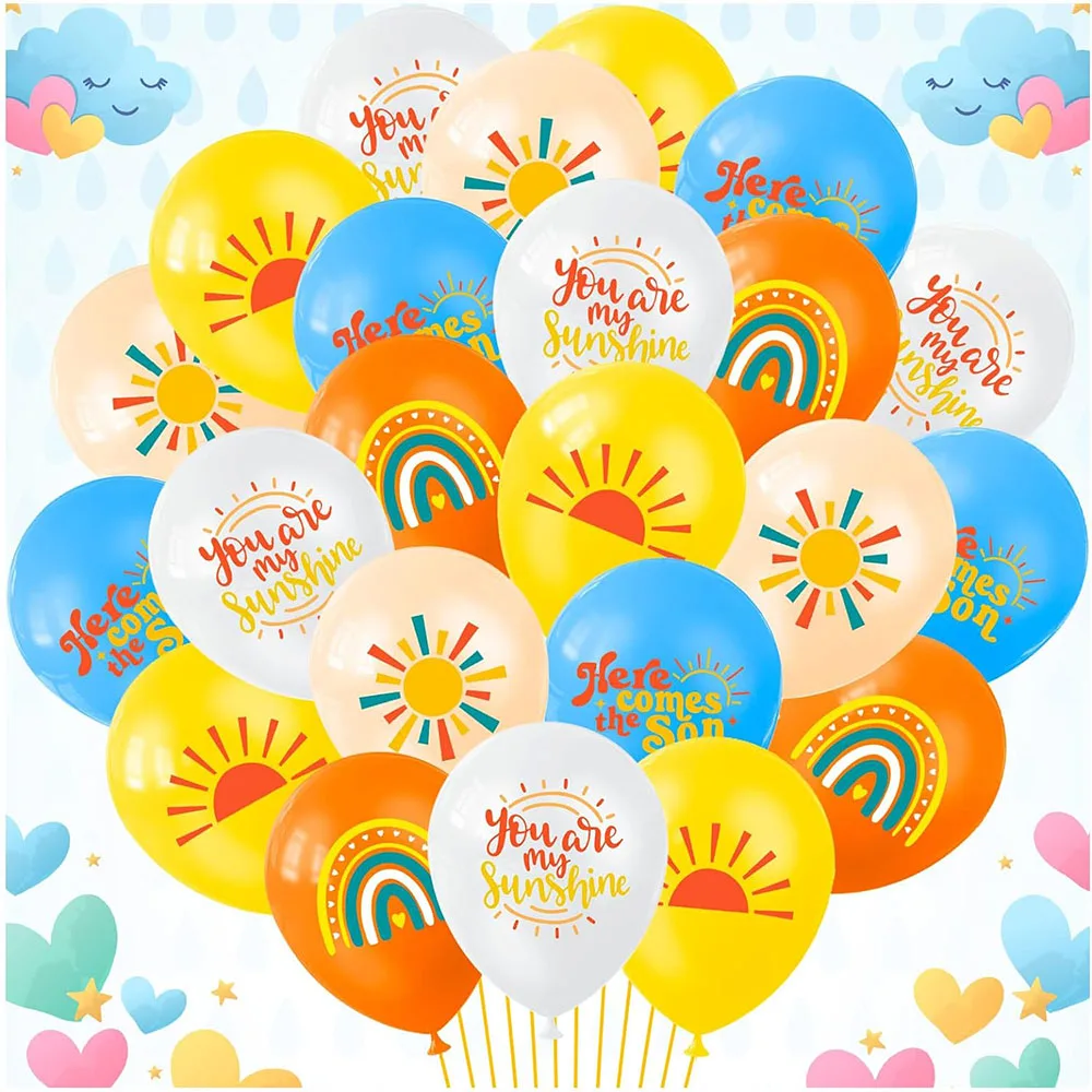 Here Comes The Son Balloons,First Trip Around the Sun Balloons,Sun Rainbow Balloons for Birthday Party Decorations Supplies