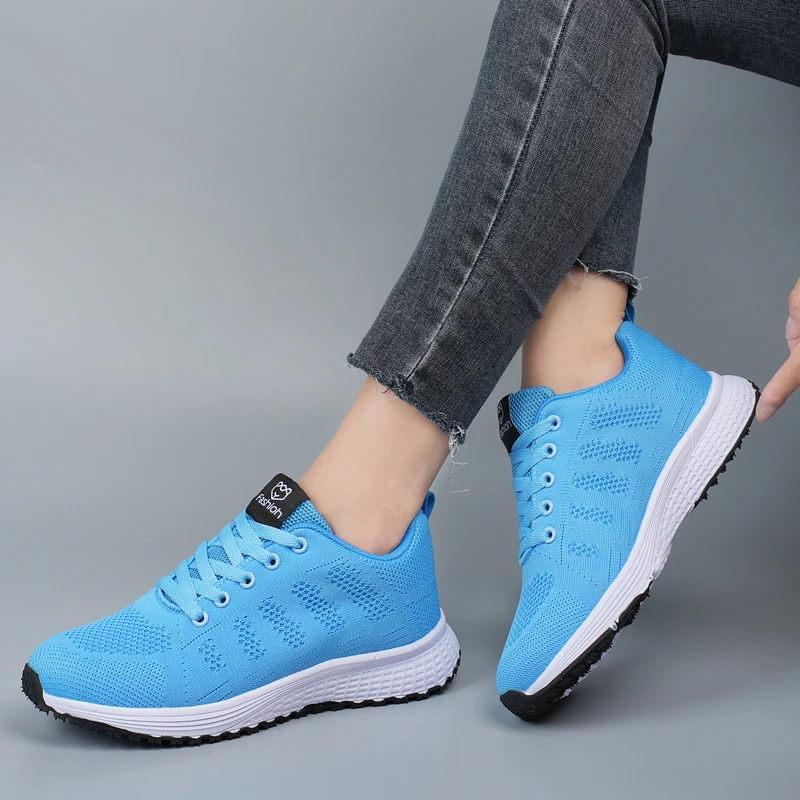 New Women's Sneaker Summer Breathable Platform Fashion Sneakers Comfortable Lace Up Summer Mesh Walking Casual Running Shoes
