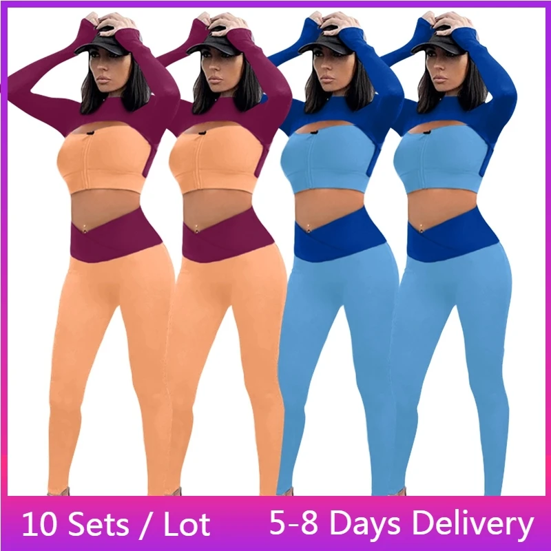 

Wholesale Items for Resale In Bulk Clothes for Women 2 Piece Set Outfit Autumn Tracksuit Set Tops and Bottoms Set Jogging Femme