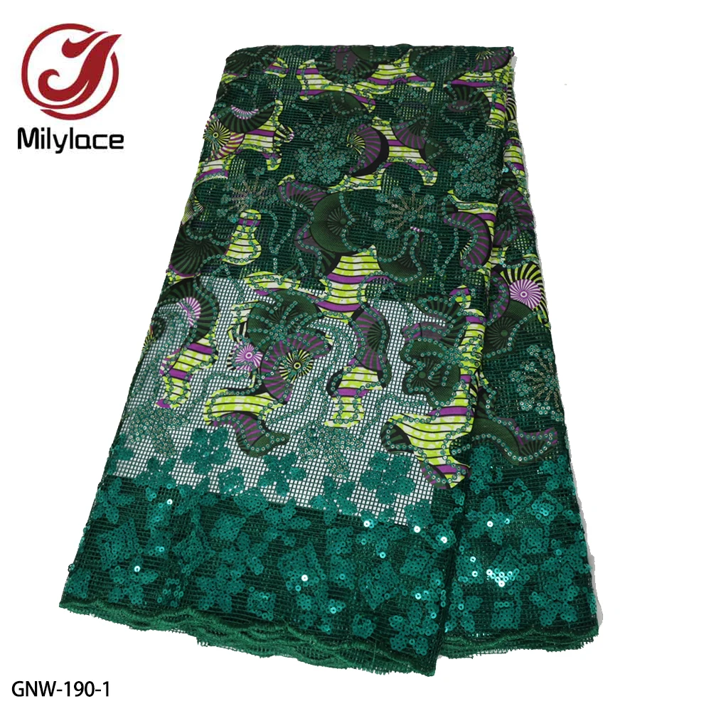 

hot sale African Lace Frabric High Quality French Lace Sequins Embroidered Lace Fabric for Wedding Dress GNW-190