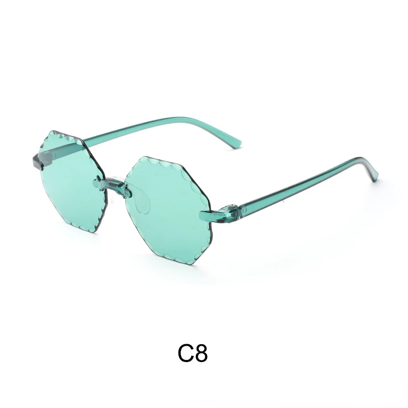 Cross Lens Kindermode Neue Farbe Rahmenlose Polygon Kindersonnenbrille PC-Rahmenmaterial Sonnenbrille für Kinder_voghion.com