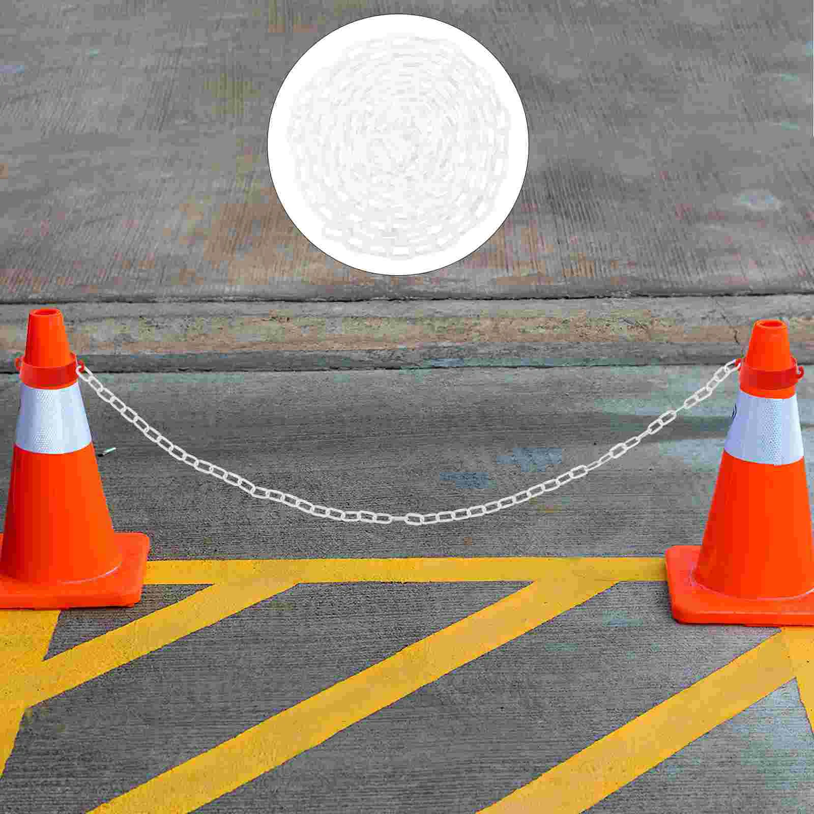 Plastic Protective Chains 1 White Small 5M Traffic Safety Caution Barrier Isolation Links Parking Adjustable