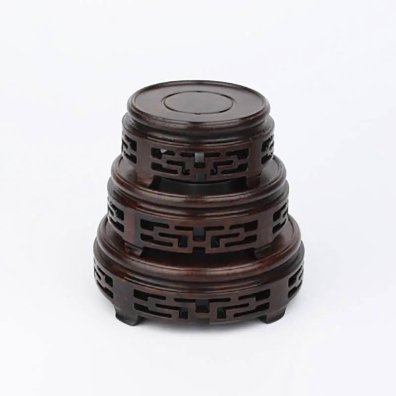 Rosewood Carving Round Purple Clay Pot, Fish Tank Stone, Buddha Vase, Bonsai Base, Black rosewood, Chicken Wing, Wood Pattern