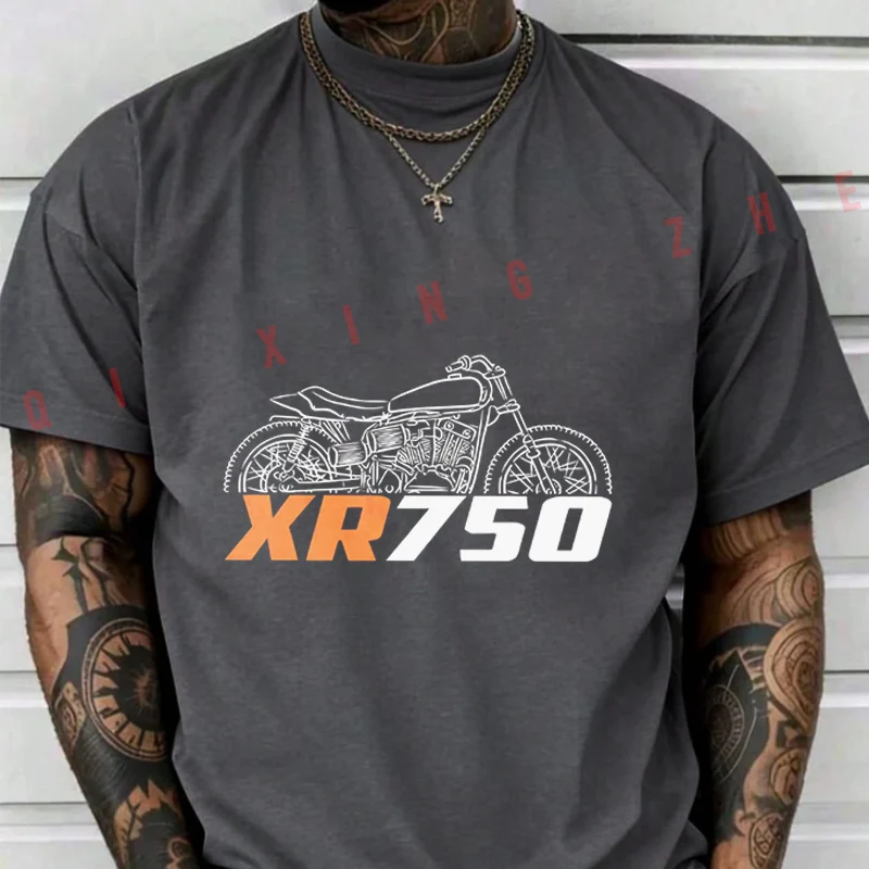 오토바이 라이더 XR750 1969-1978 팬 티셔츠 코튼 팬 남성 새로운 패션 여름 짧은 소매 인쇄 O 넥 티셔츠