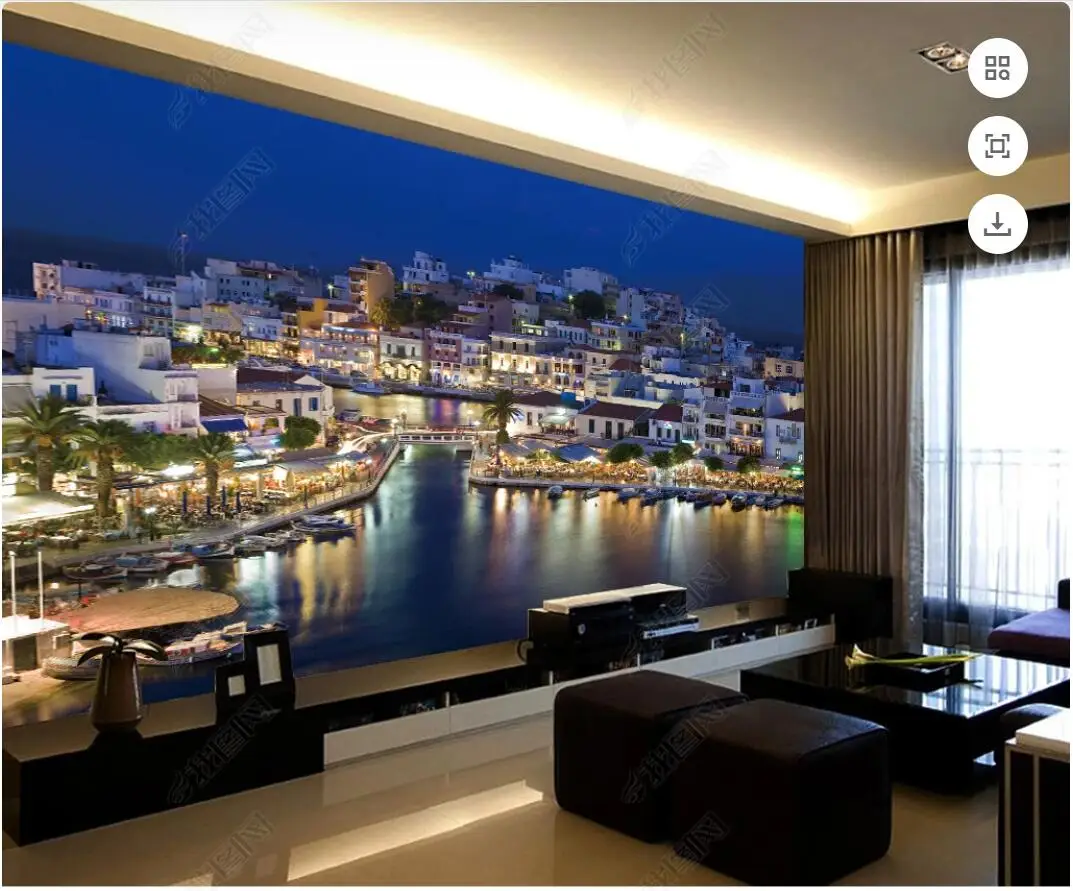 

wallpaper photo 3d custom mural Modern seaside city lighting night view living Room home decor wallpaper for walls 3d bedroom