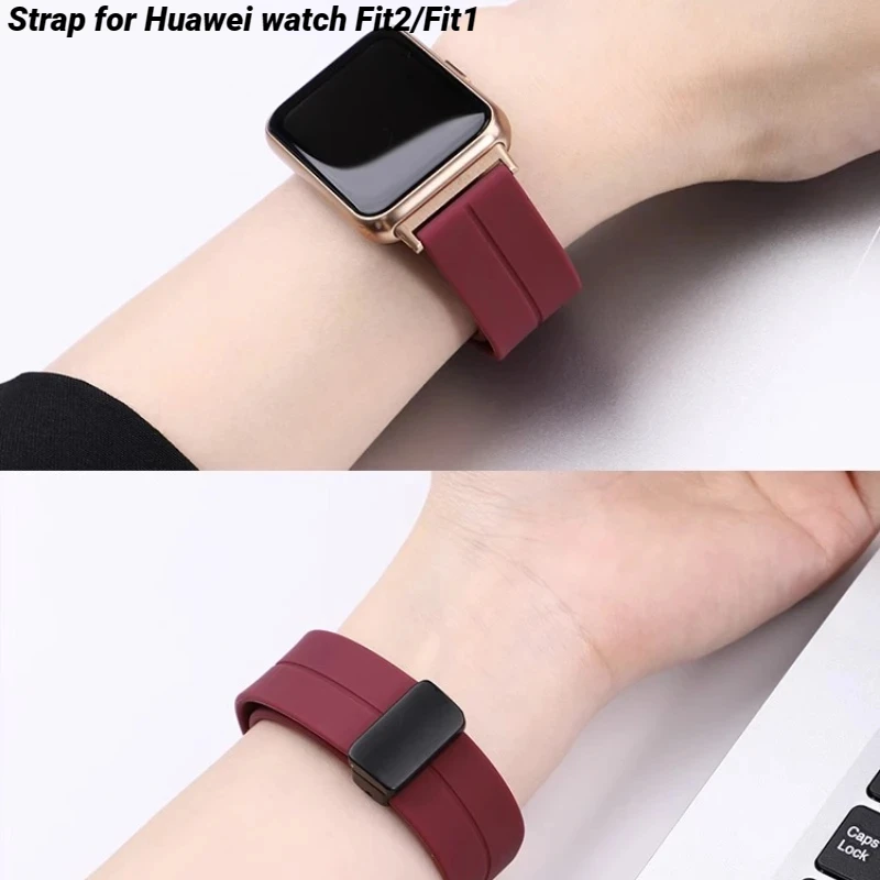 

Ремешок силиконовый для Huawei Watch Fit 2, спортивный магнитный браслет для наручных часов Huawei watch Fit 2/1, для мужчин и женщин