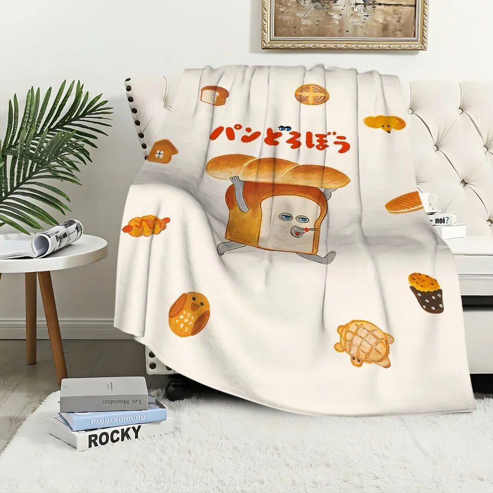 Flannel warm comfort  soft Picture plush Breads Thief blanket for sofa living room office bedroom travel book gift 6