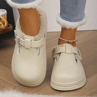 Waterproof Eva Furry Mules Slippers Women 2025 Winter Metal Buckle Warm Plush Slippers Soft Thick Bottom Non Slip Indoor Slides - Image 6